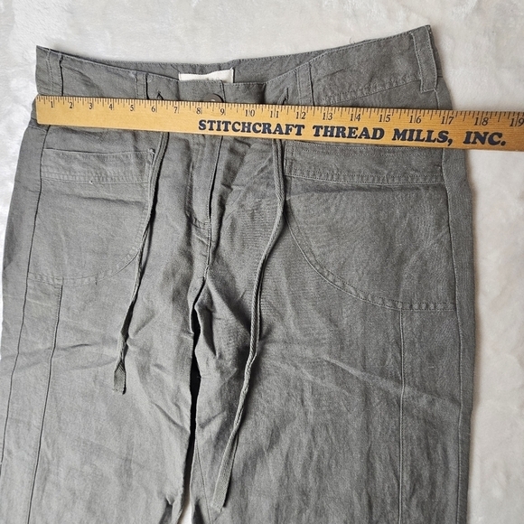 Sandro Linen Cropped Pants Light Olive Gray Women’s 10 Ten - Picture 3 of 11